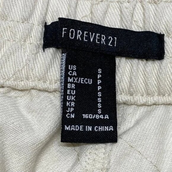 Forever 21 Linen Blend Jogger Women's Small Cream Heavy Cotton Elastic Waist EUC - Picture 9 of 11